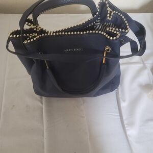 Alexis Bendel Navy Shoulder Bag with Gold Details